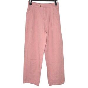 J ING Womens Pants Large Pink Pleat Front Pockets Straight Leg High-Rise Casual